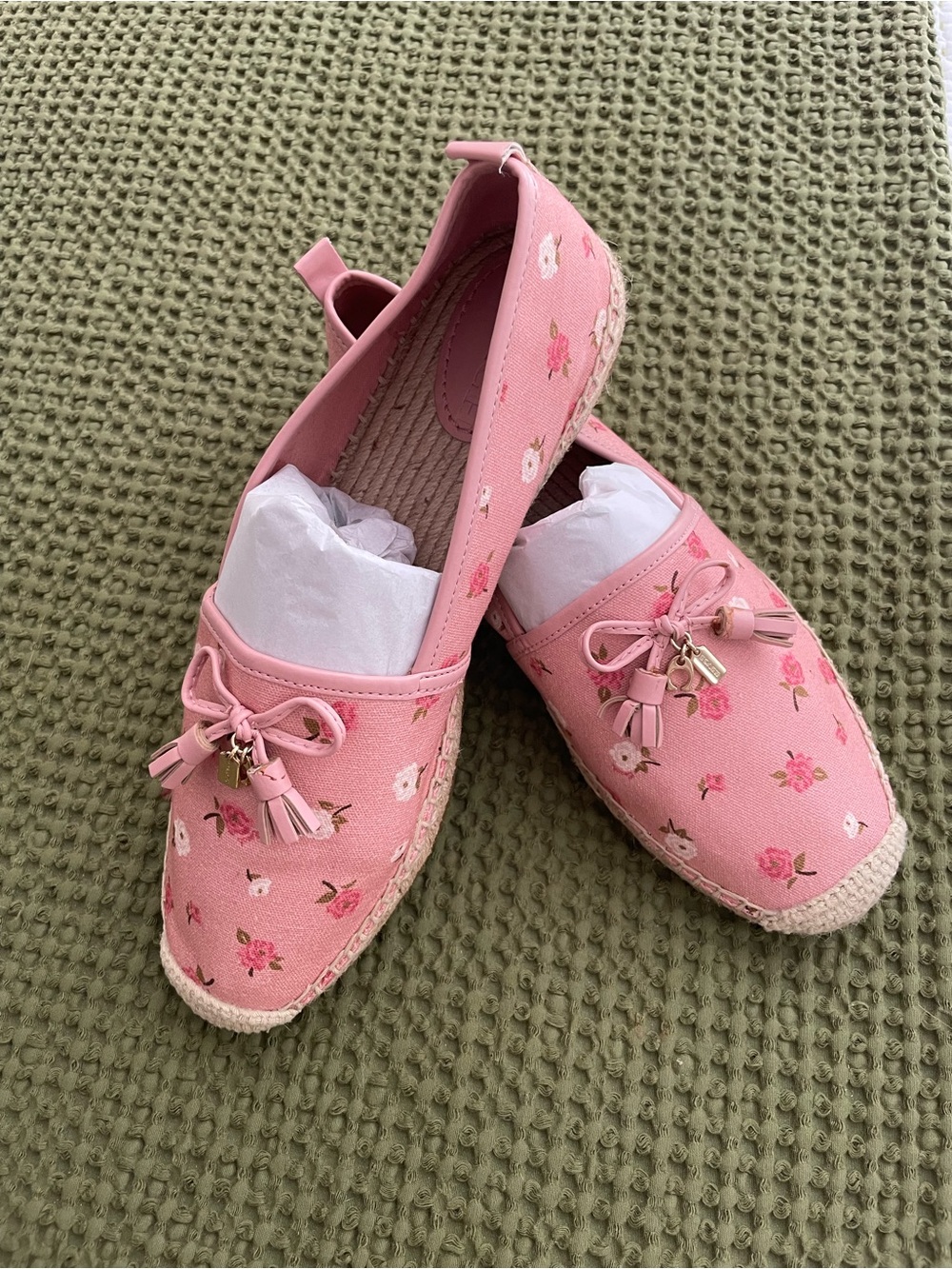 Coach Pink Floral Slip-On Espadrille Loafers - Women's
